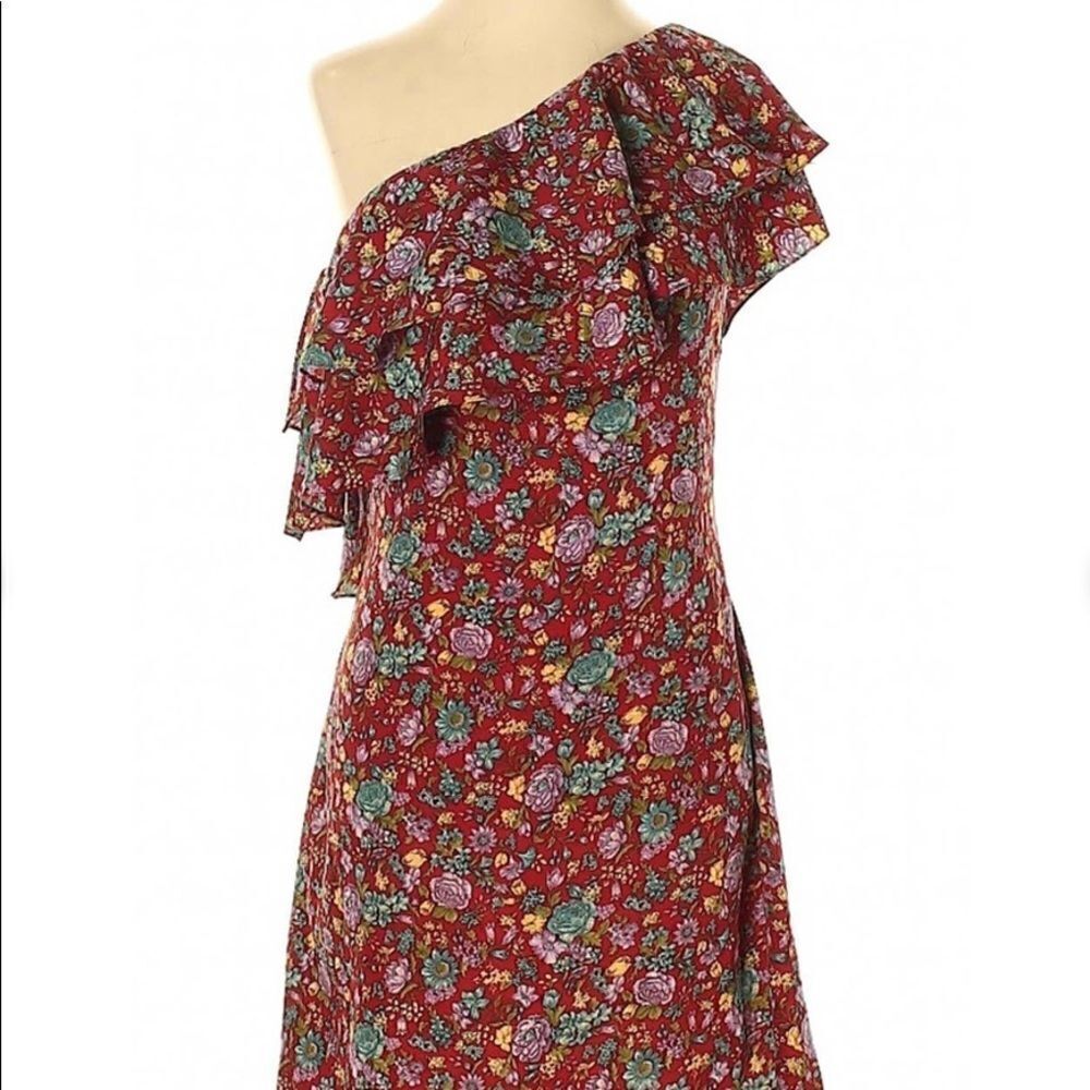 Torn by Ronny Kobo Double Ruffle One Shoulder Floral Dress